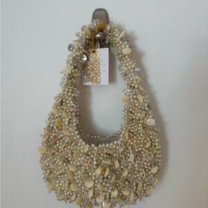 Beaded Cream Pearl Sequin Handbag